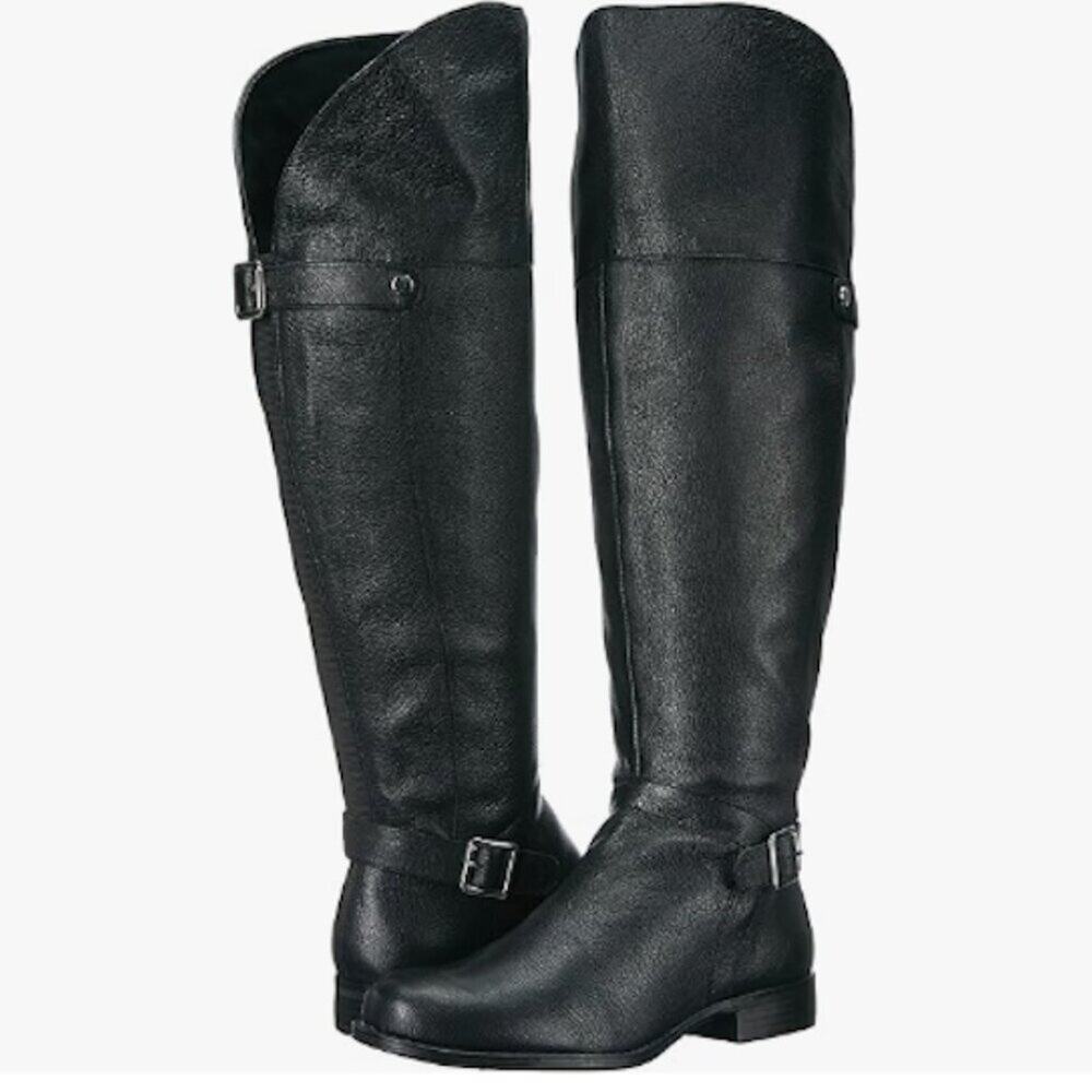 NEW Naturalizer January Leather Knee High Riding Boots Black Wide Calf 6.5